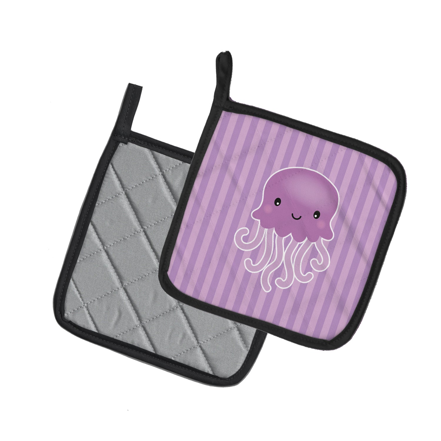 Jellyfish Pot Holder Set of 2 Heat Resistant Quilted Hot Pads 7.5 x 7.5 Inch, Insulated Kitchen Trivets for Cooking & Baking