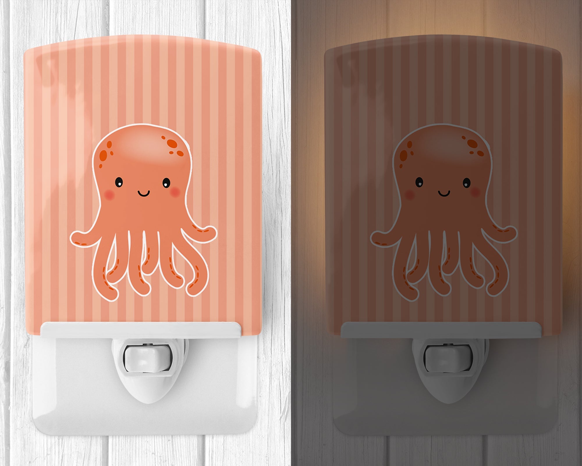 Octopus Ceramic Night Light Compact, UL-Certified, Ideal for Bedroom, Bathroom, Nursery, Hallway, Kitchen, 6x4x3, Multicolor