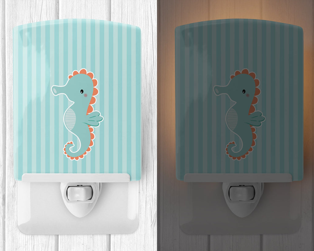 Seahorse Ceramic Night Light Compact, UL-Certified, Ideal for Bedroom, Bathroom, Nursery, Hallway, Kitchen, 6x4x3, Multicolor