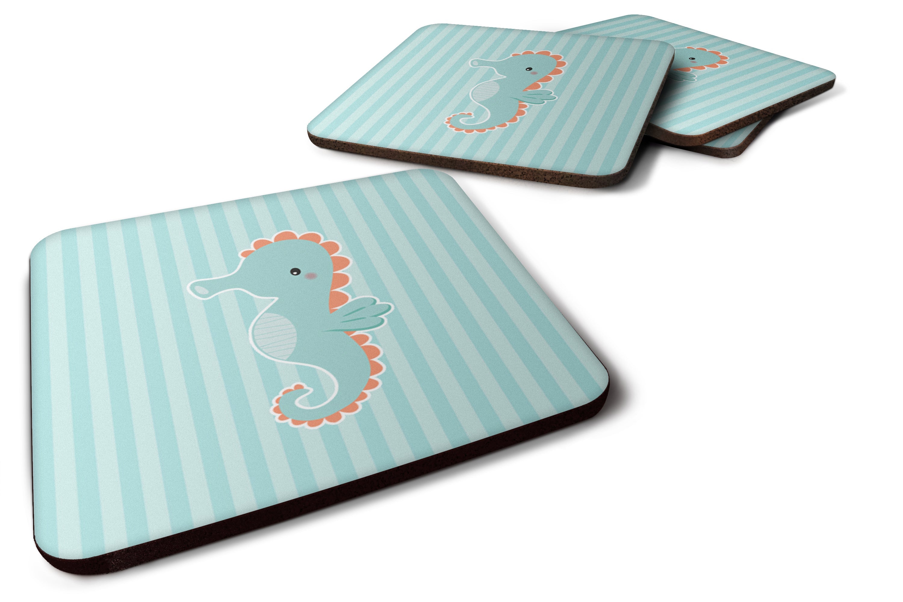 Seahorse Foam Coasters Set of 4 Cup Coasters for Indoor Outdoor, Tabletop Protection, Anti Slip, Mouse pad Material