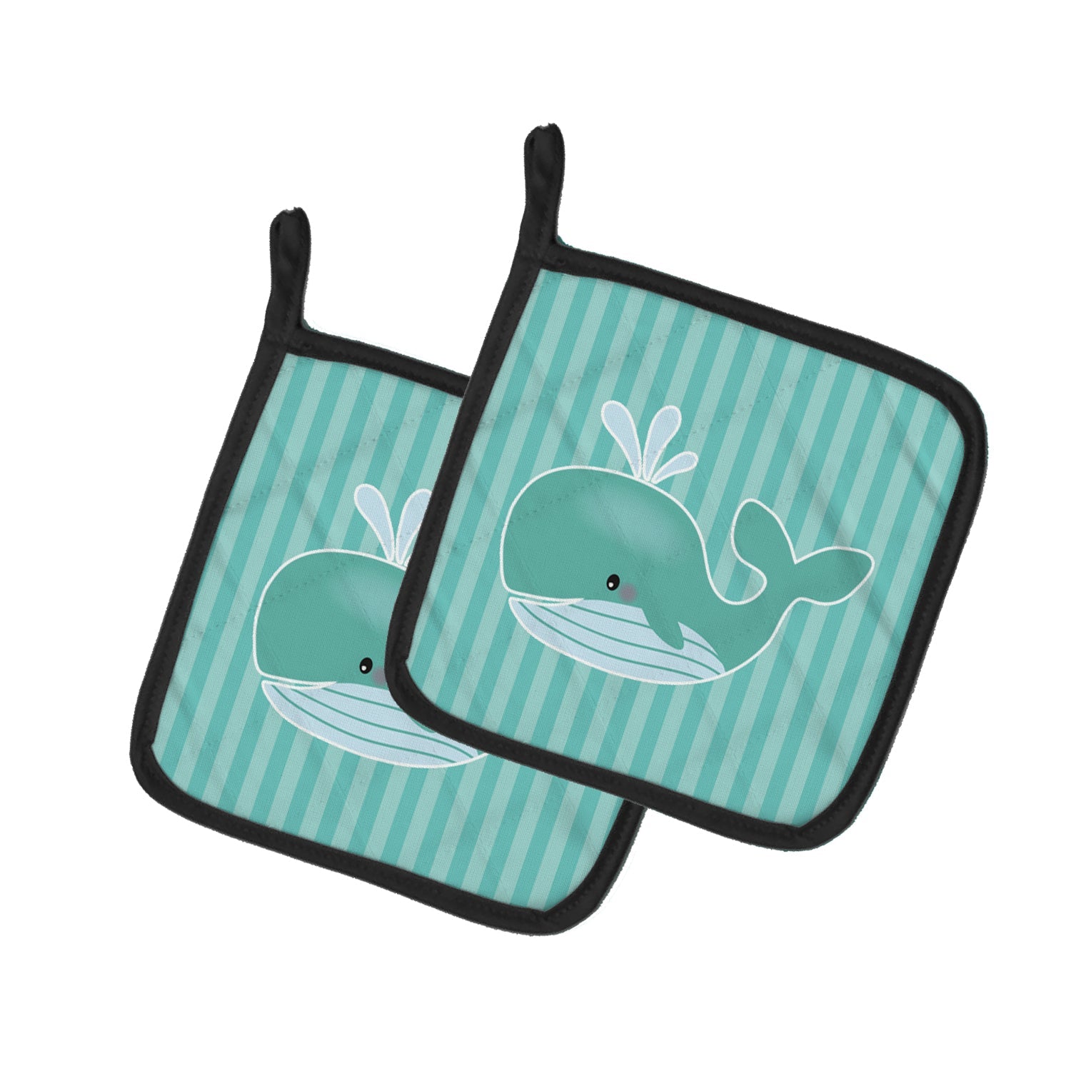 Whale Pot Holder Set of 2 Heat Resistant Quilted Hot Pads 7.5 x 7.5 Inch, Insulated Kitchen Trivets for Cooking & Baking
