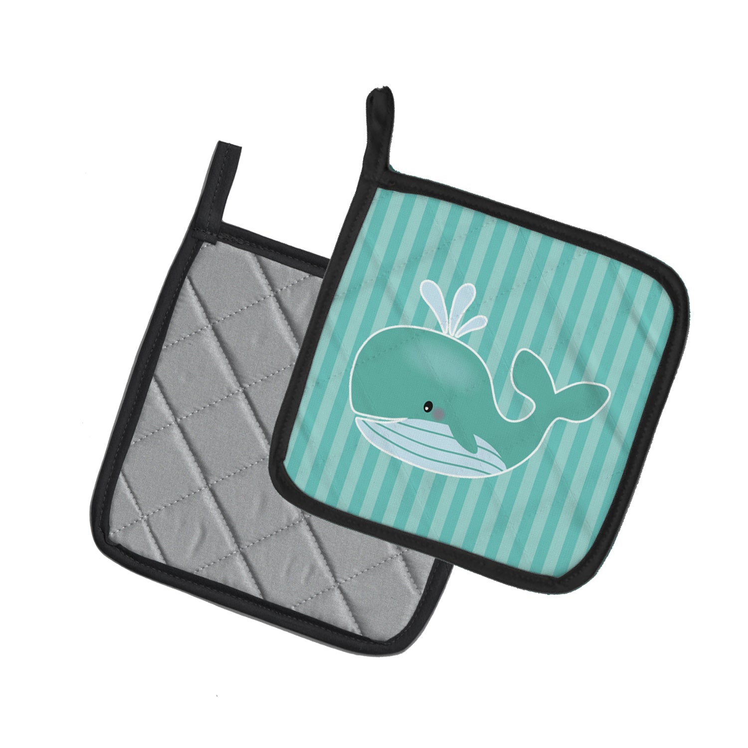 Whale Pot Holder Set of 2 Heat Resistant Quilted Hot Pads 7.5 x 7.5 Inch, Insulated Kitchen Trivets for Cooking & Baking