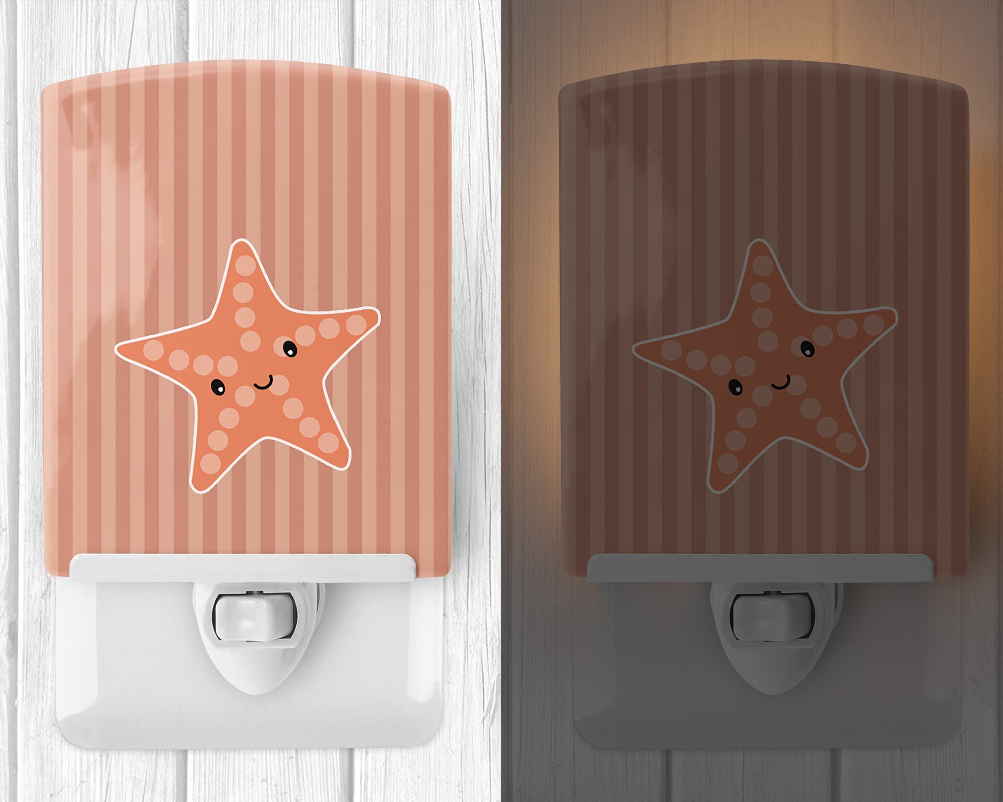 Starfish Ceramic Night Light Compact, UL-Certified, Ideal for Bedroom, Bathroom, Nursery, Hallway, Kitchen, 6x4x3, Multicolor