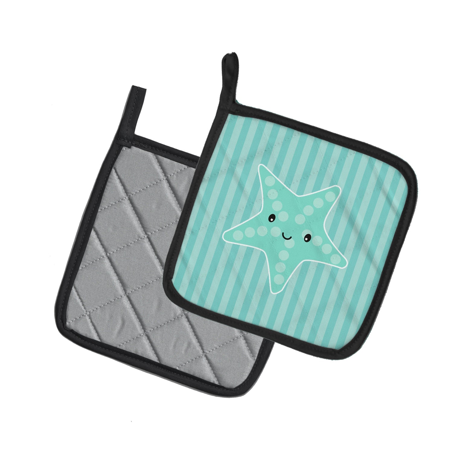 Starfish Pot Holder Set of 2 Heat Resistant Quilted Hot Pads 7.5 x 7.5 Inch, Insulated Kitchen Trivets for Cooking & Baking