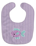 Purple Fish Baby Bib Easy-Clean Baby Bib Baby Feeding Accessory Baby Mealtime Essential, 10 x 13, Multicolor