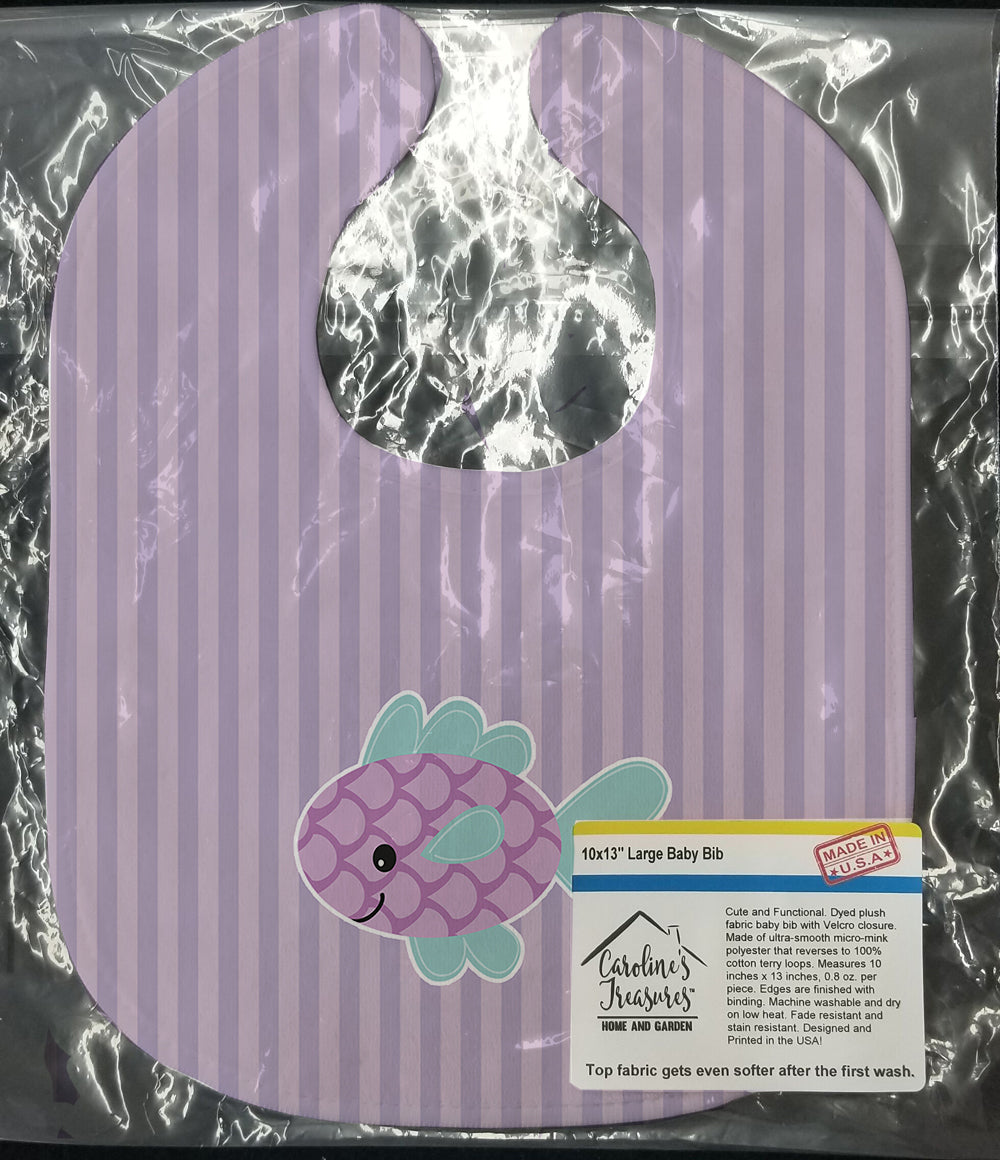 Purple Fish Baby Bib Easy-Clean Baby Bib Baby Feeding Accessory Baby Mealtime Essential, 10 x 13, Multicolor