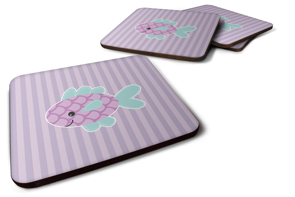 Purple Fish Foam Coasters Set of 4 Cup Coasters for Indoor Outdoor, Tabletop Protection, Anti Slip, Mouse pad Material