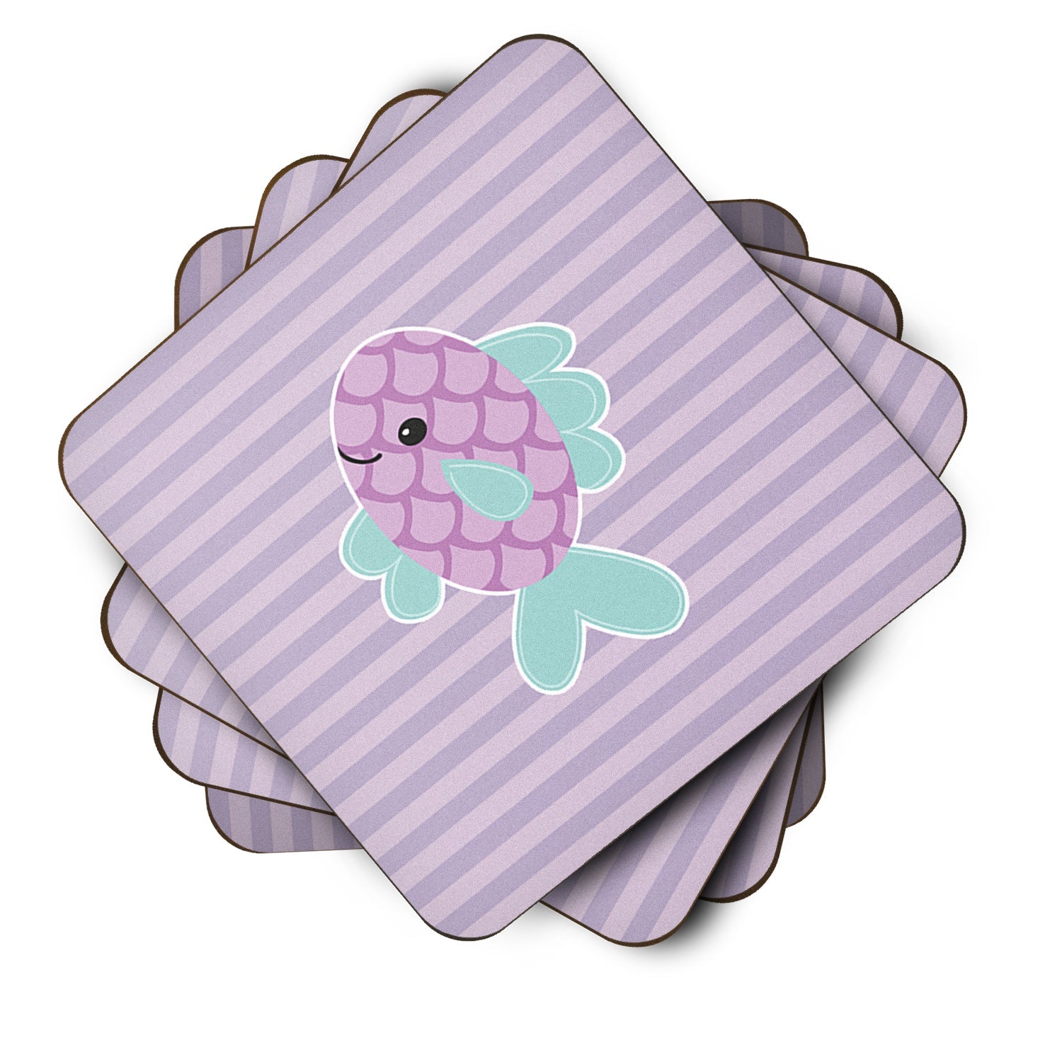 Purple Fish Foam Coasters Set of 4 Cup Coasters for Indoor Outdoor, Tabletop Protection, Anti Slip, Mouse pad Material