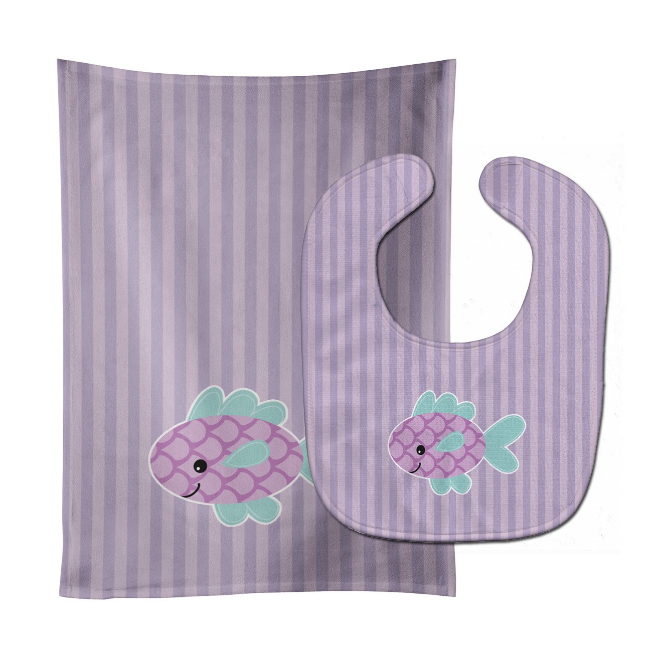 Purple Fish Baby Bib & Burp Cloth Easy-Clean Baby Bib Baby Feeding Accessory Baby Mealtime Essential