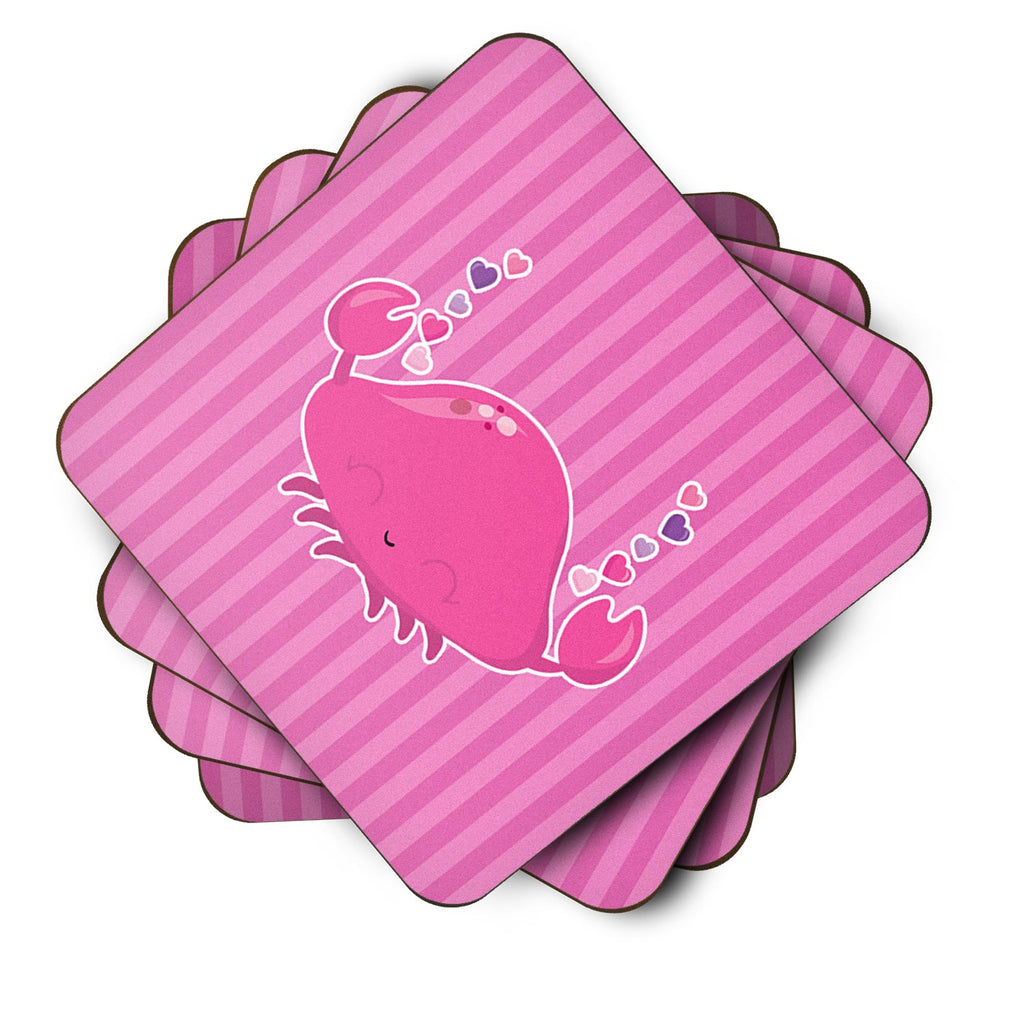 Pink Crab Foam Coasters Set of 4 Cup Coasters for Indoor Outdoor, Tabletop Protection, Anti Slip, Mouse pad Material