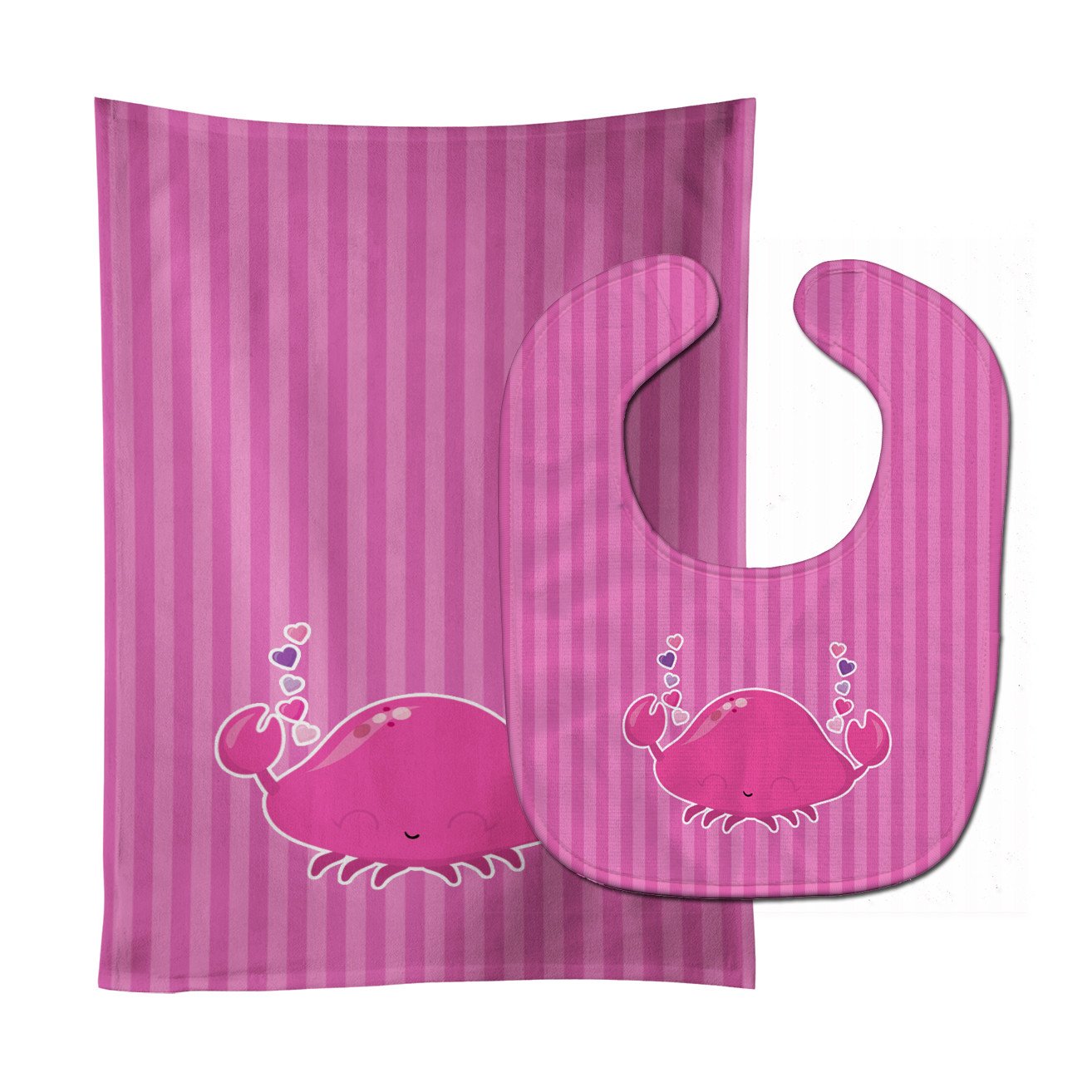 Pink Crab Baby Bib & Burp Cloth Easy-Clean Baby Bib Baby Feeding Accessory Baby Mealtime Essential