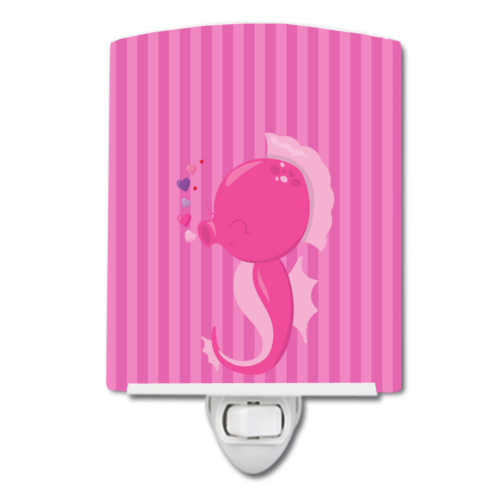 Pink Seahorse Ceramic Night Light Compact, UL-Certified, Ideal for Bedroom, Bathroom, Nursery, Hallway, Kitchen, 6x4x3, Multicolor