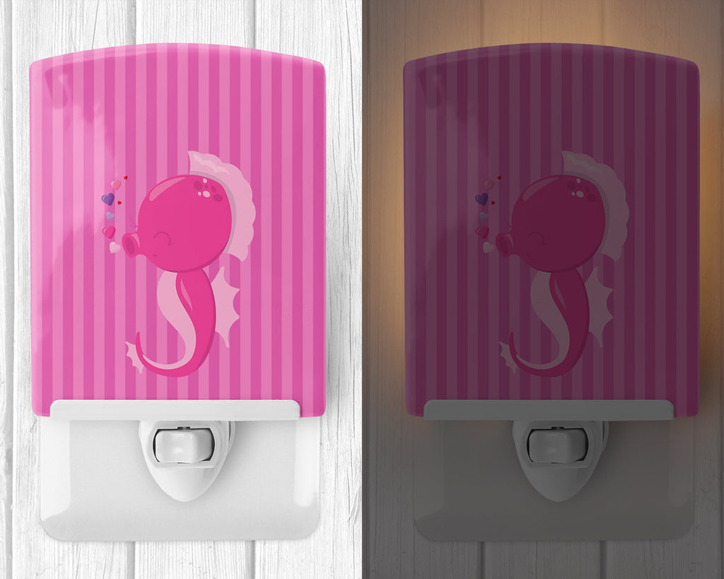 Pink Seahorse Ceramic Night Light Compact, UL-Certified, Ideal for Bedroom, Bathroom, Nursery, Hallway, Kitchen, 6x4x3, Multicolor