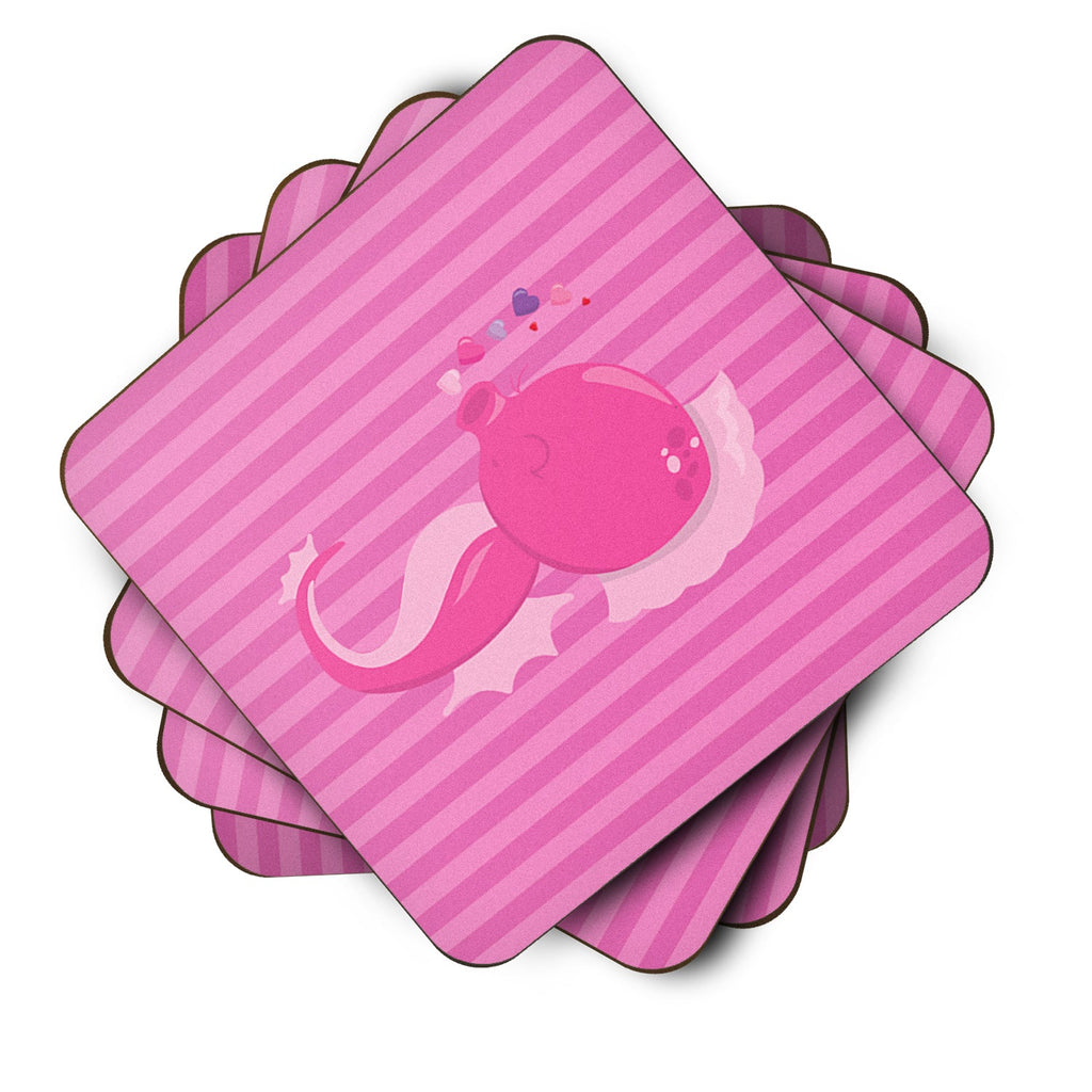 Pink Seahorse Foam Coasters Set of 4 Cup Coasters for Indoor Outdoor, Tabletop Protection, Anti Slip, Mouse pad Material