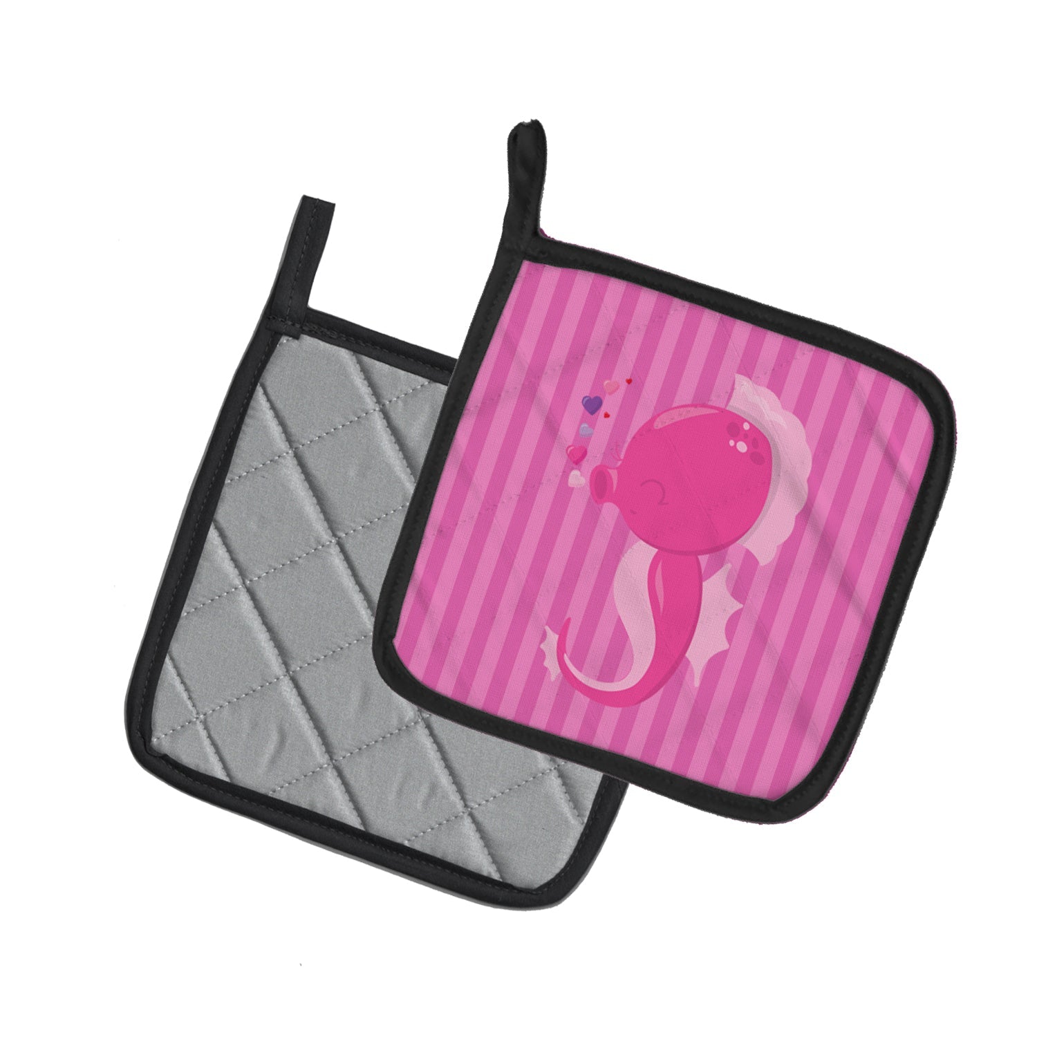 Pink Seahorse Pot Holder Set of 2 Heat Resistant Quilted Hot Pads 7.5 x 7.5 Inch, Insulated Kitchen Trivets for Cooking & Baking