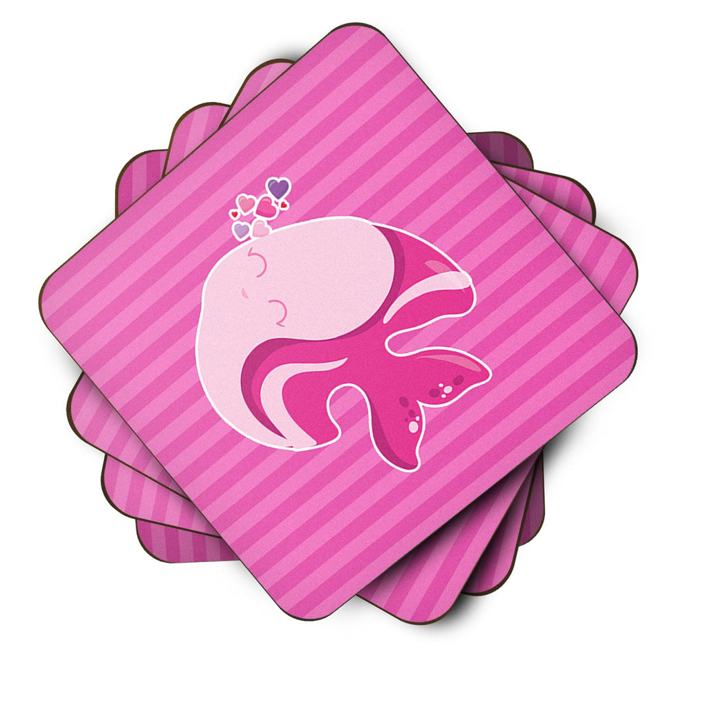 Pink Fish Foam Coasters Set of 4 Cup Coasters for Indoor Outdoor, Tabletop Protection, Anti Slip, Mouse pad Material