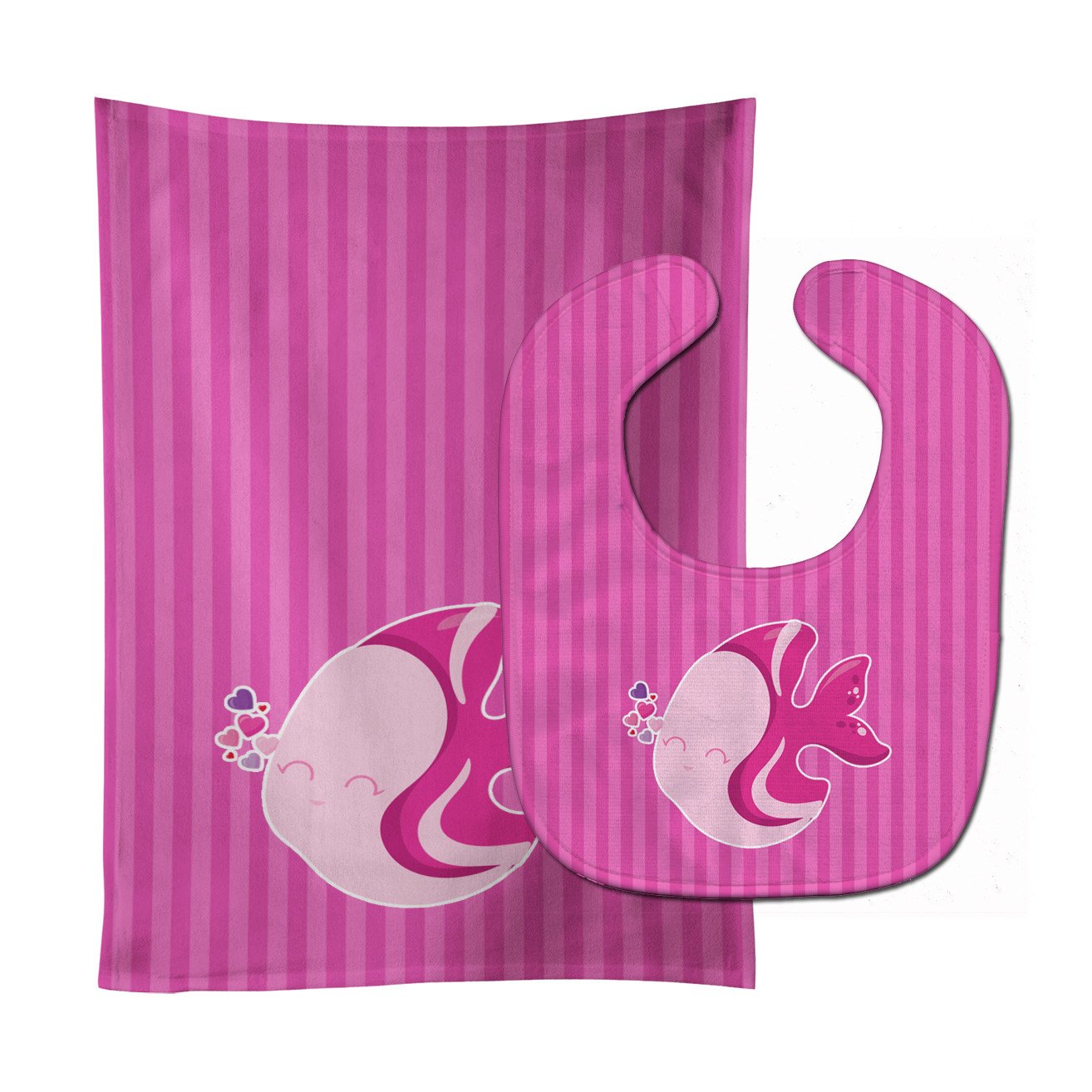 Pink Fish Baby Bib & Burp Cloth Easy-Clean Baby Bib Baby Feeding Accessory Baby Mealtime Essential