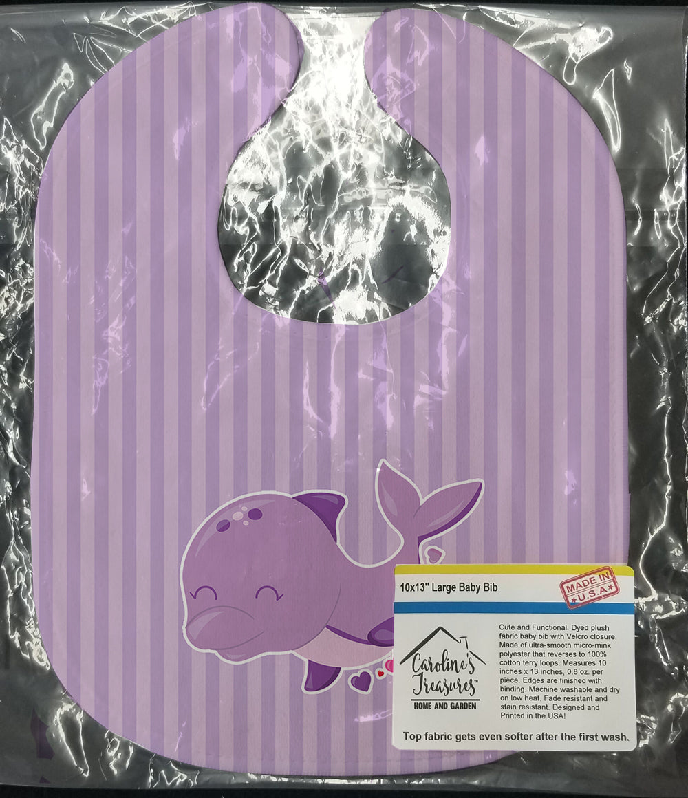 Purple Dolphin Baby Bib Easy-Clean Baby Bib Baby Feeding Accessory Baby Mealtime Essential, 10 x 13, Multicolor
