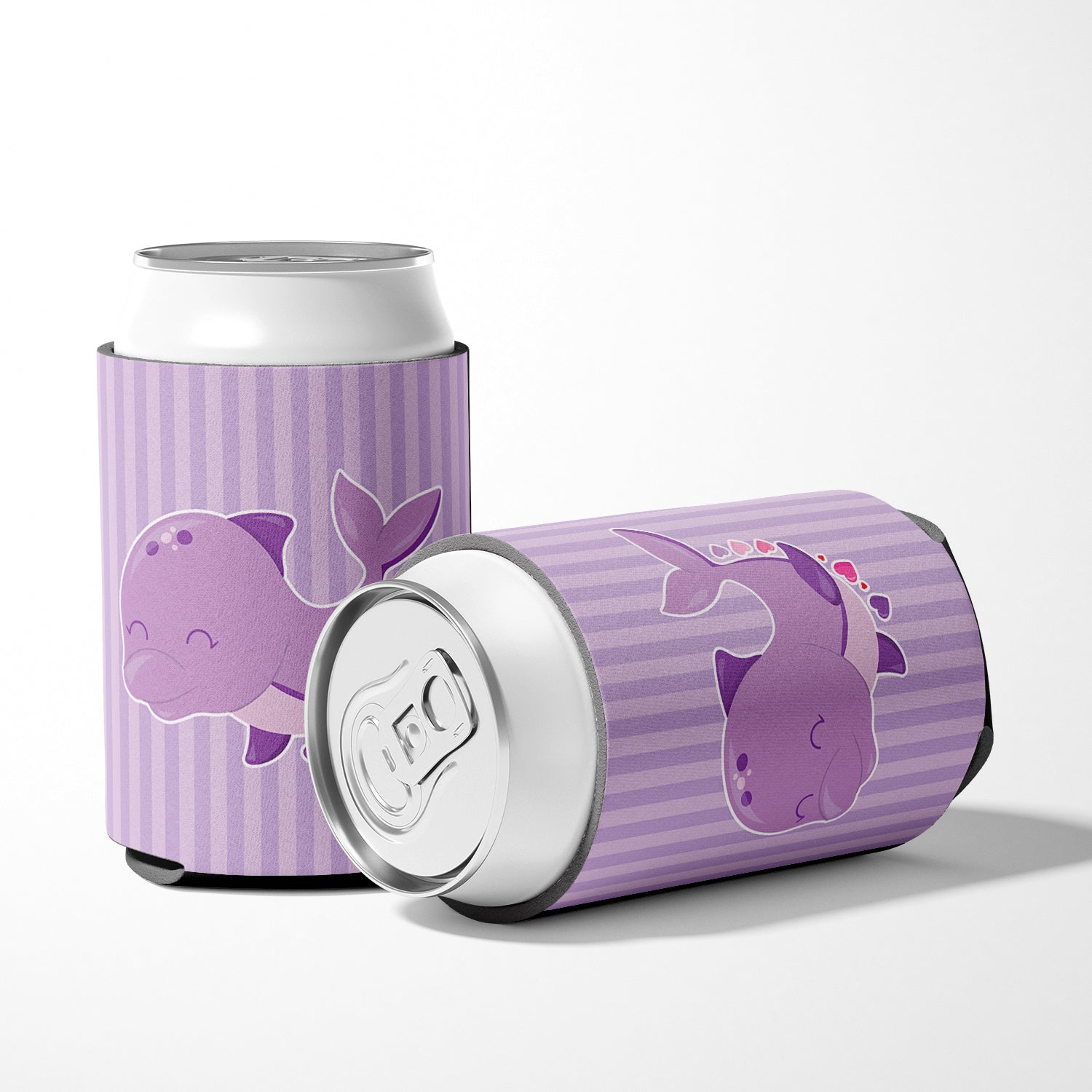 Purple Dolphin Can or Bottle Hugger Cooler Sleeve for Standard 12 oz Cans, Insulated Foam Beer & Soda Can Hugger Reusable