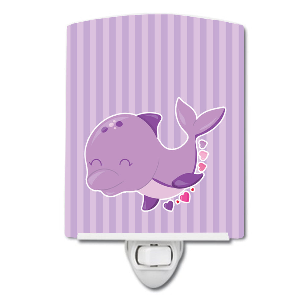 Purple Dolphin Ceramic Night Light Compact, UL-Certified, Ideal for Bedroom, Bathroom, Nursery, Hallway, Kitchen, 6x4x3, Multicolor