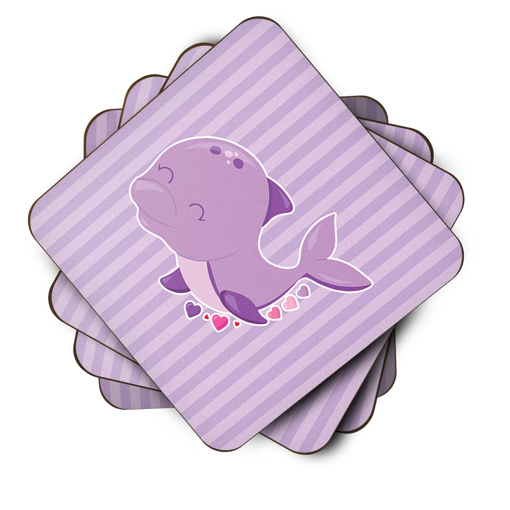Purple Dolphin Foam Coasters Set of 4 Cup Coasters for Indoor Outdoor, Tabletop Protection, Anti Slip, Mouse pad Material