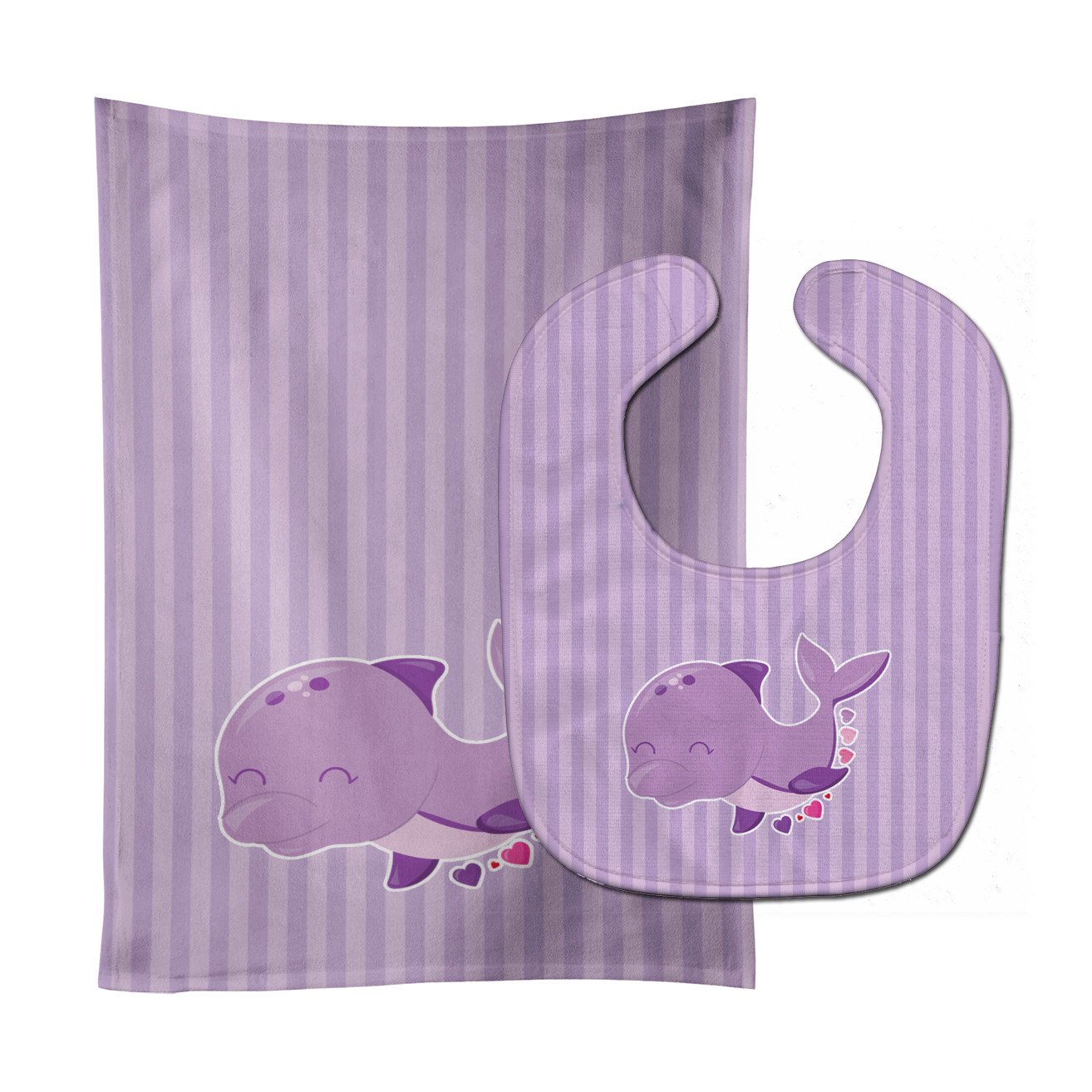 Purple Dolphin Baby Bib & Burp Cloth Easy-Clean Baby Bib Baby Feeding Accessory Baby Mealtime Essential