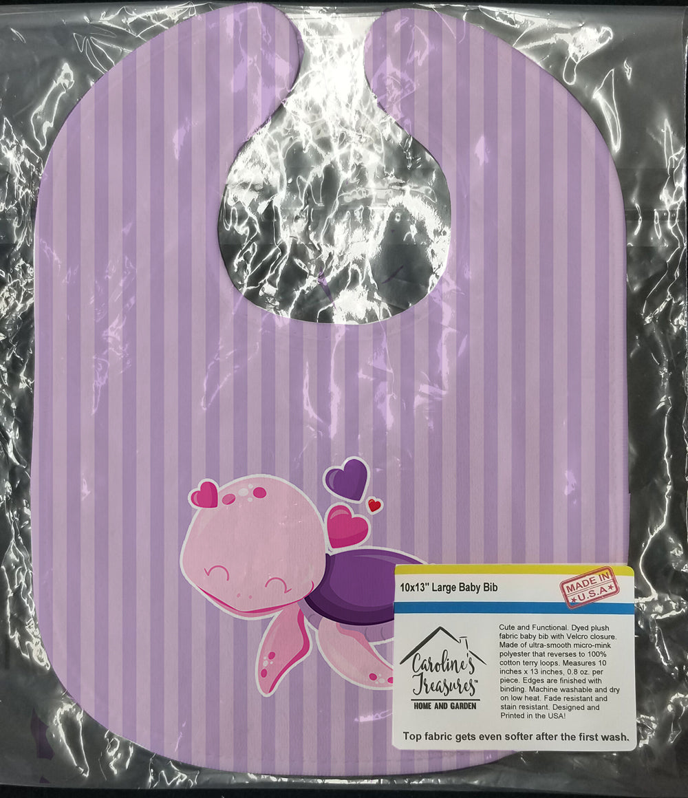 Pink and Purple Turtle Baby Bib Easy-Clean Baby Bib Baby Feeding Accessory Baby Mealtime Essential, 10 x 13, Multicolor