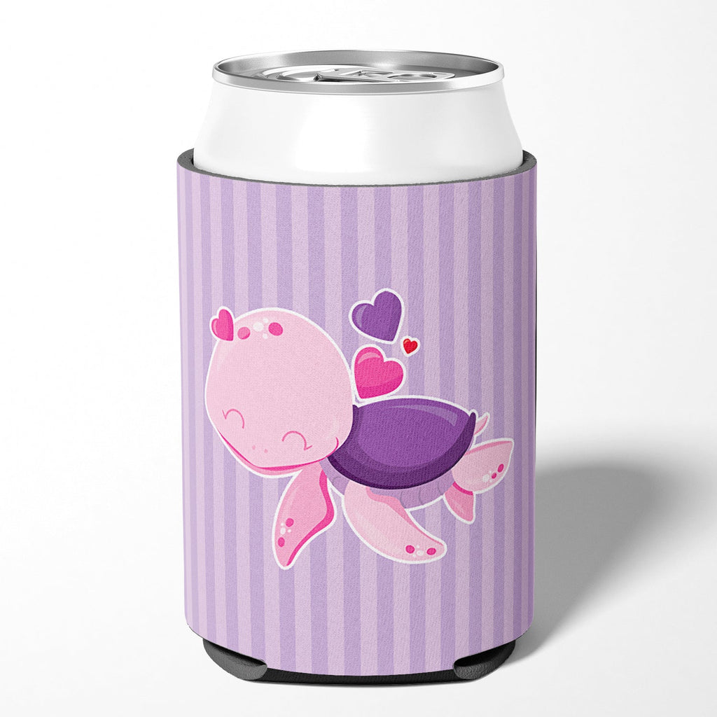 Pink and Purple Turtle Can or Bottle Hugger Cooler Sleeve for Standard 12 oz Cans, Insulated Foam Beer & Soda Can Hugger Reusable