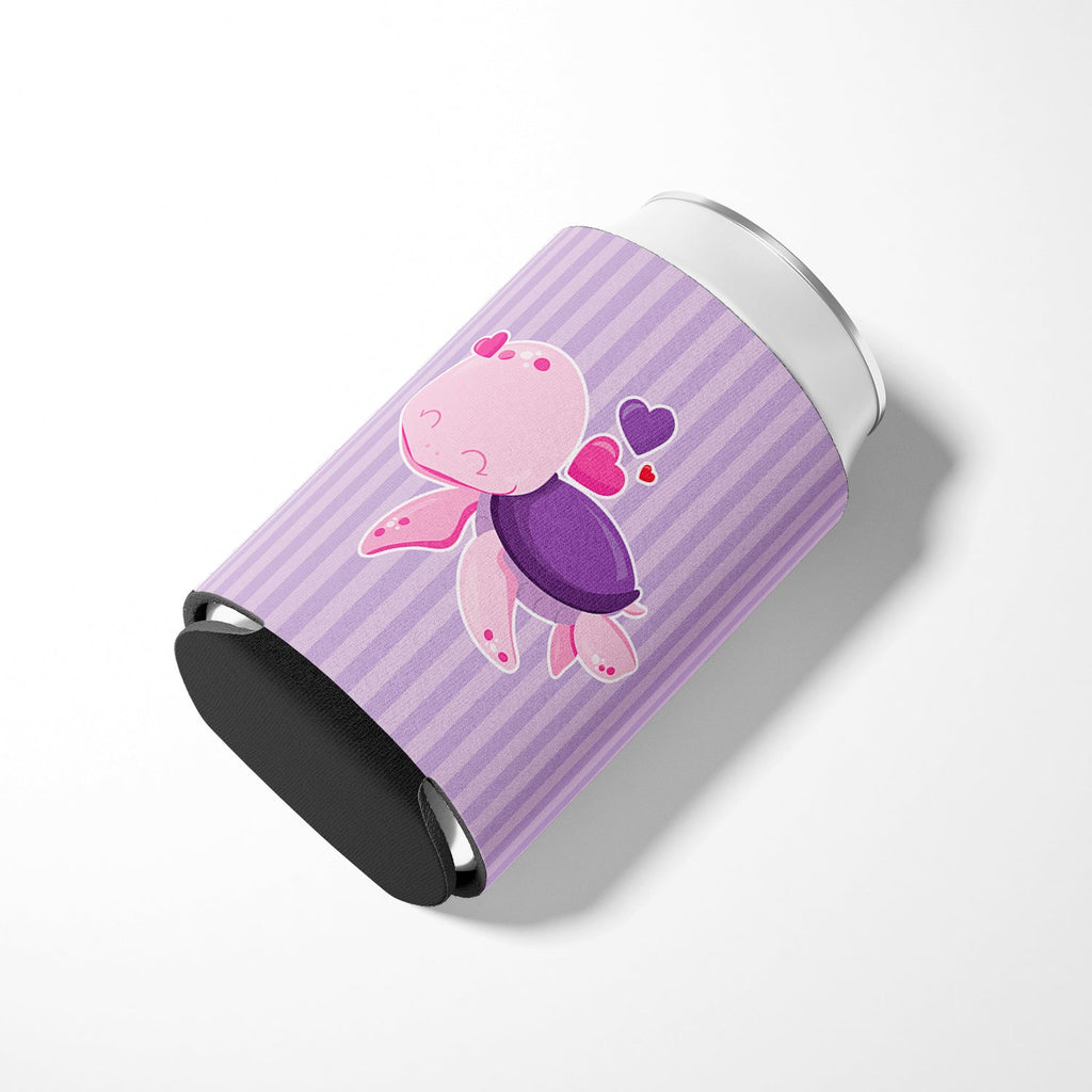 Pink and Purple Turtle Can or Bottle Hugger Cooler Sleeve for Standard 12 oz Cans, Insulated Foam Beer & Soda Can Hugger Reusable