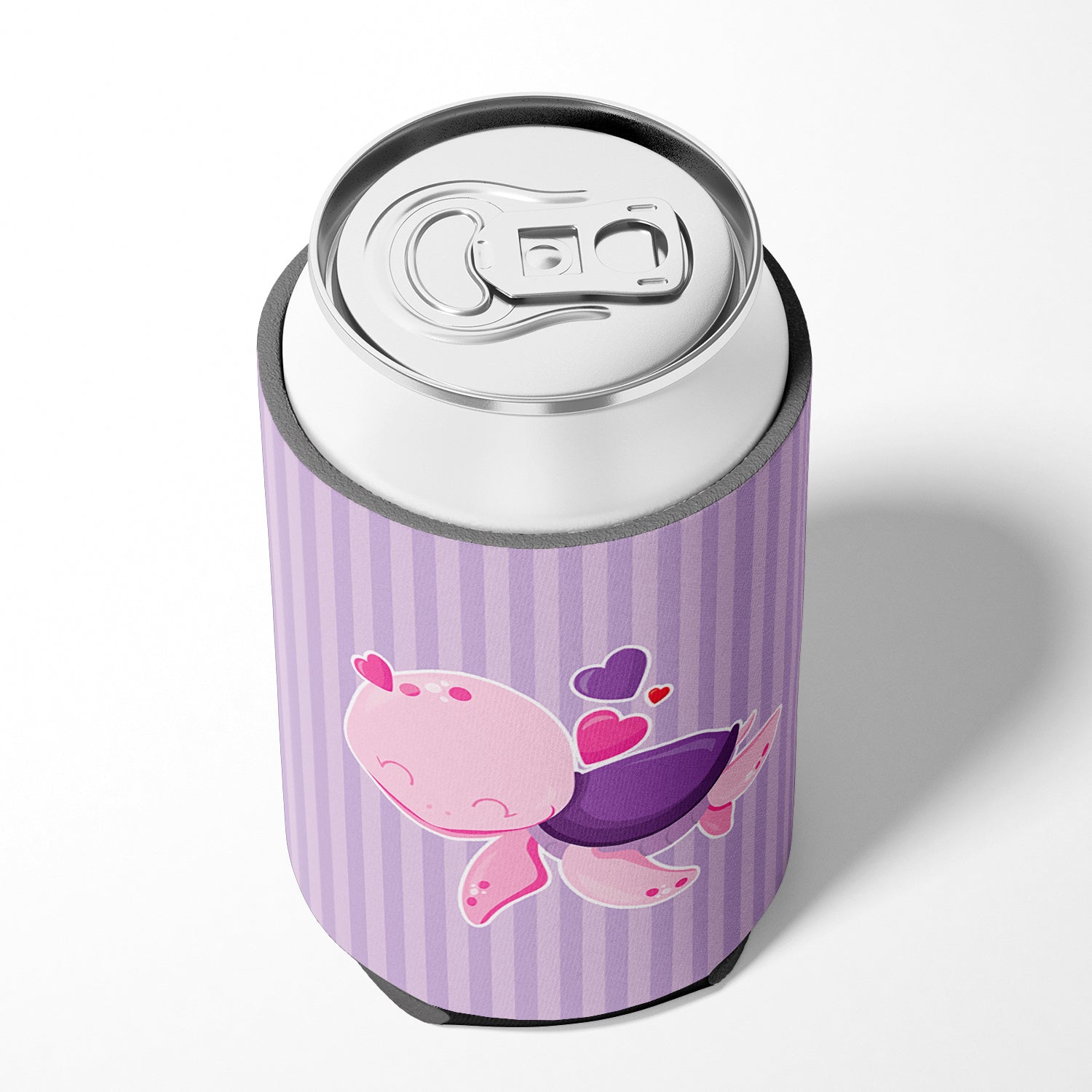 Pink and Purple Turtle Can or Bottle Hugger Cooler Sleeve for Standard 12 oz Cans, Insulated Foam Beer & Soda Can Hugger Reusable
