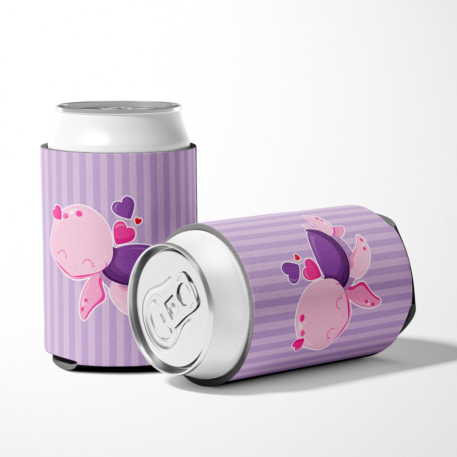 Pink and Purple Turtle Can or Bottle Hugger Cooler Sleeve for Standard 12 oz Cans, Insulated Foam Beer & Soda Can Hugger Reusable