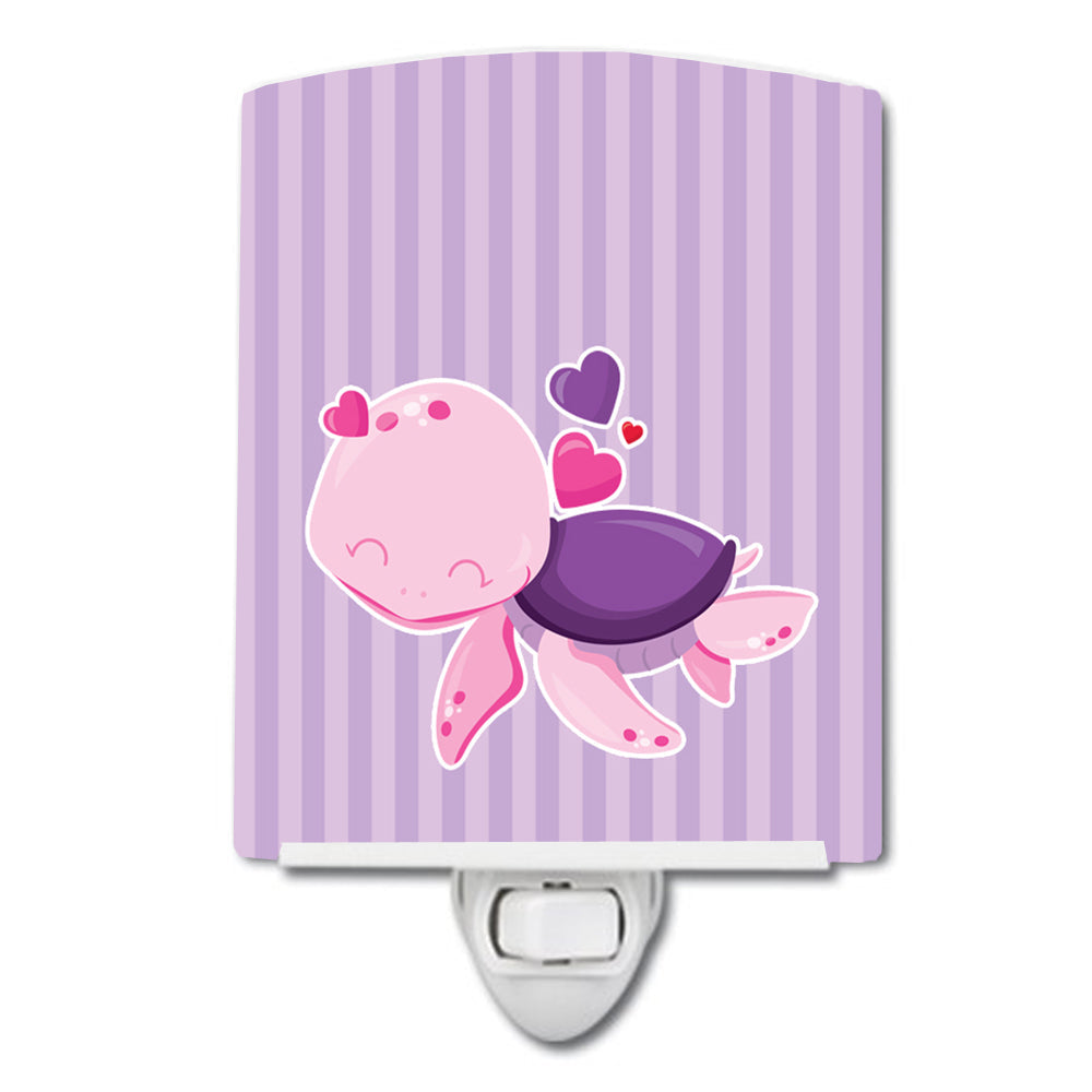 Pink and Purple Turtle Ceramic Night Light Compact, UL-Certified, Ideal for Bedroom, Bathroom, Nursery, Hallway, Kitchen, 6x4x3, Multicolor