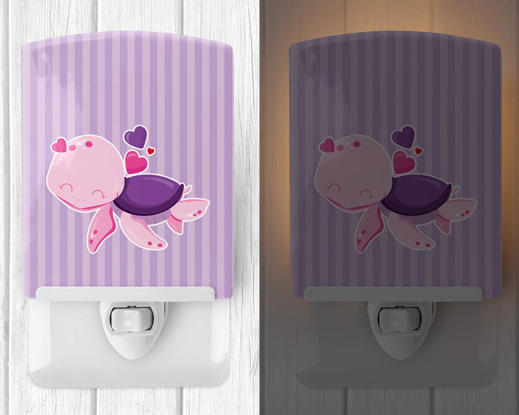 Pink and Purple Turtle Ceramic Night Light Compact, UL-Certified, Ideal for Bedroom, Bathroom, Nursery, Hallway, Kitchen, 6x4x3, Multicolor