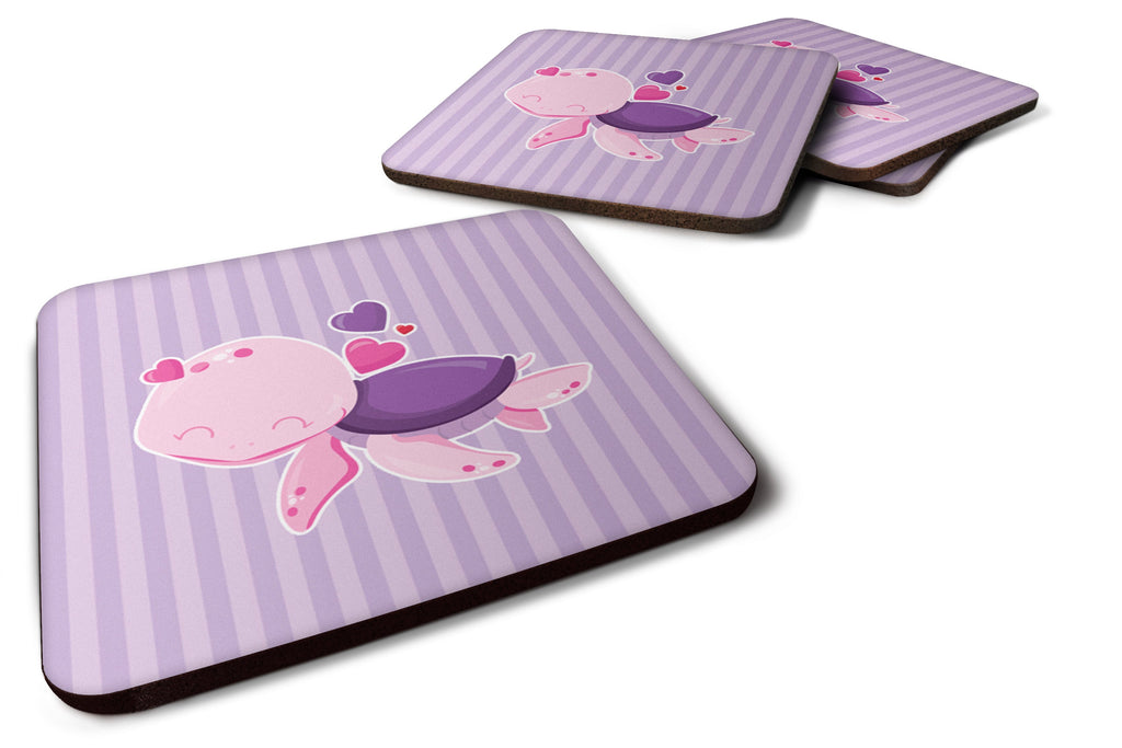 Pink and Purple Turtle Foam Coasters Set of 4 Cup Coasters for Indoor Outdoor, Tabletop Protection, Anti Slip, Mouse pad Material