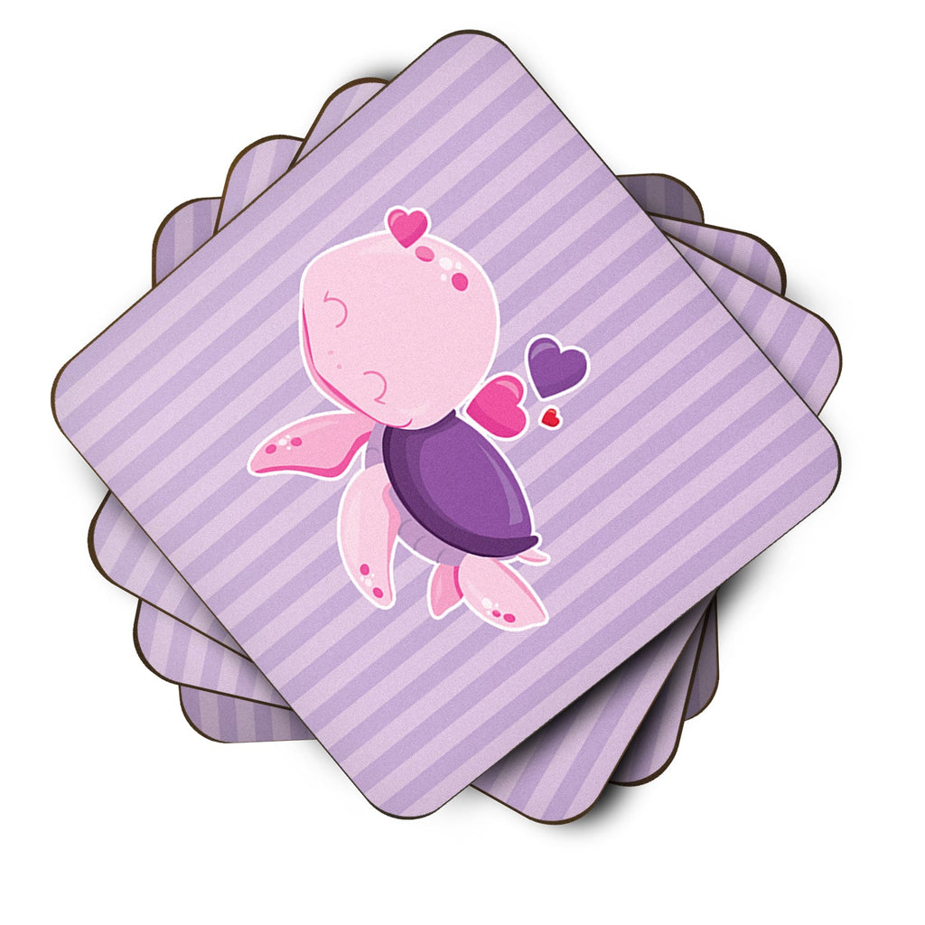 Pink and Purple Turtle Foam Coasters Set of 4 Cup Coasters for Indoor Outdoor, Tabletop Protection, Anti Slip, Mouse pad Material