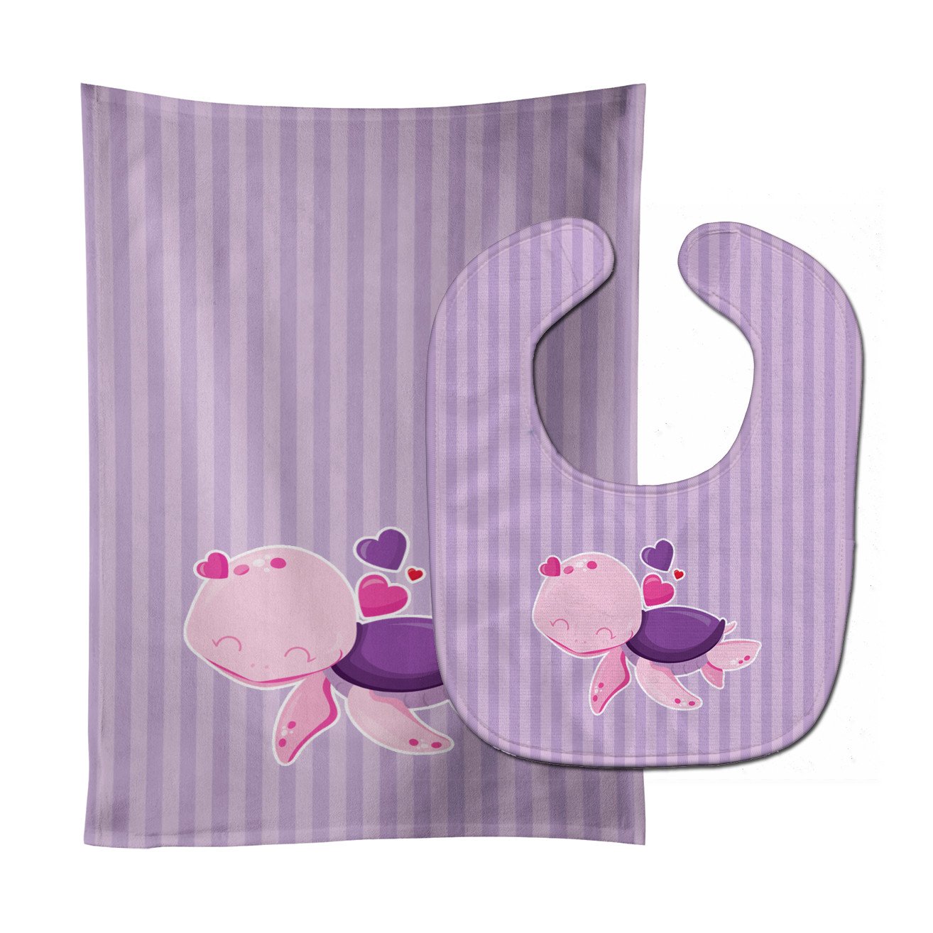 Pink and Purple Turtle Baby Bib & Burp Cloth Easy-Clean Baby Bib Baby Feeding Accessory Baby Mealtime Essential