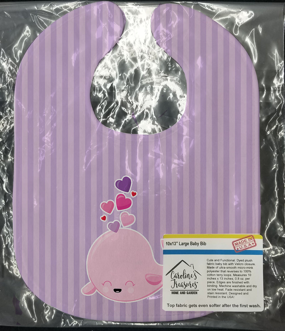 Pink Whale Baby Bib Easy-Clean Baby Bib Baby Feeding Accessory Baby Mealtime Essential, 10 x 13, Multicolor