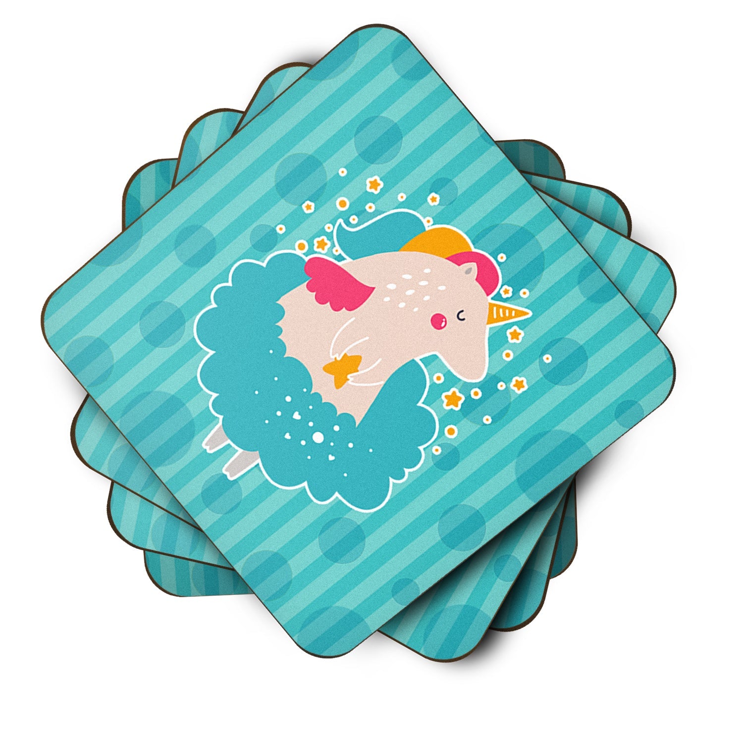 Unicorn Ballerina Foam Coasters Set of 4 Cup Coasters for Indoor Outdoor, Tabletop Protection, Anti Slip, Mouse pad Material