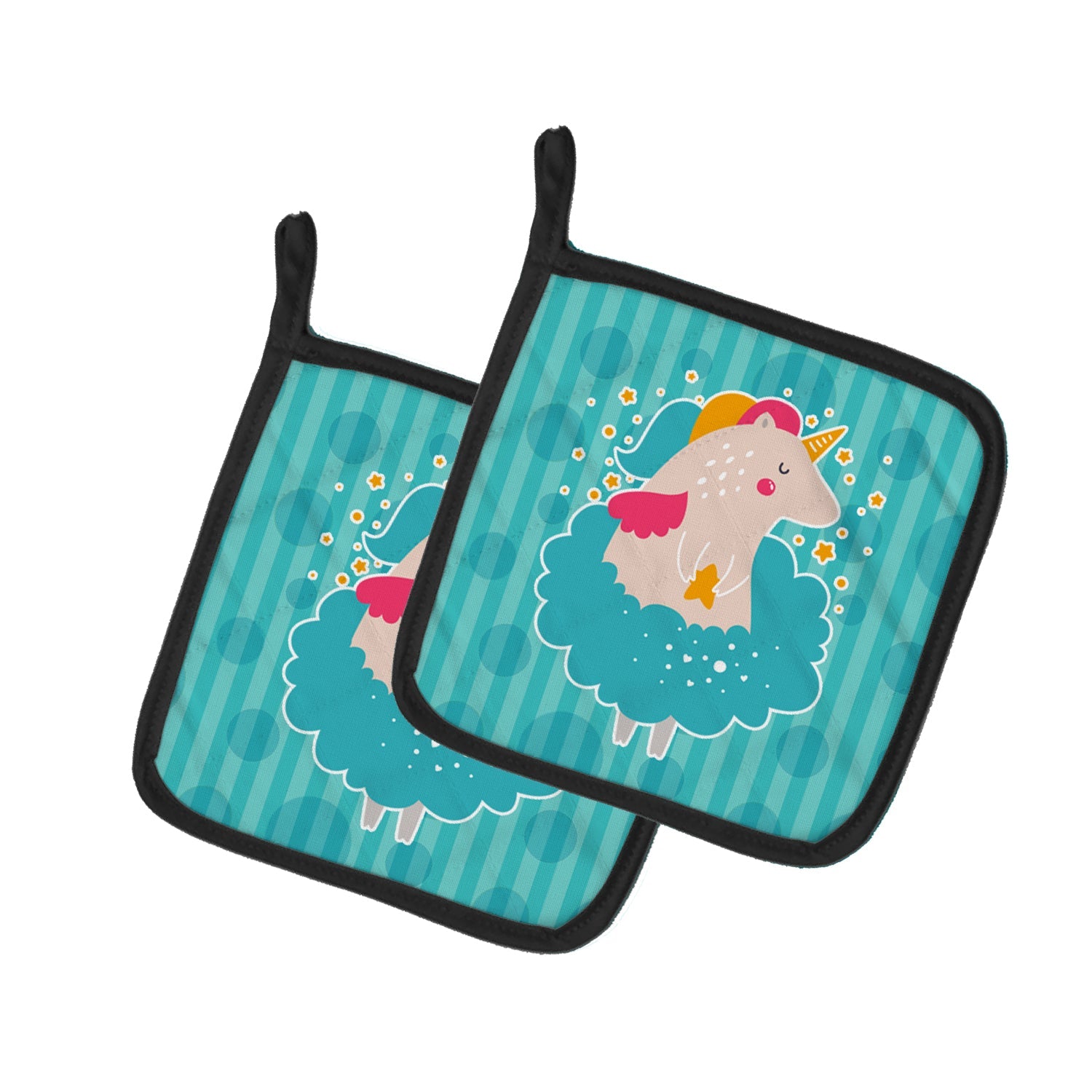 Unicorn Ballerina Pot Holder Set of 2 Heat Resistant Quilted Hot Pads 7.5 x 7.5 Inch, Insulated Kitchen Trivets for Cooking & Baking