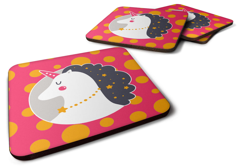 Unicorn Orange Polkadots Foam Coasters Set of 4 Cup Coasters for Indoor Outdoor, Tabletop Protection, Anti Slip, Mouse pad Material