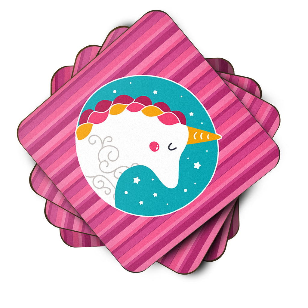 Unicorn Pink Stripes Foam Coasters Set of 4 Cup Coasters for Indoor Outdoor, Tabletop Protection, Anti Slip, Mouse pad Material