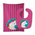 Unicorn Pink Stripes Baby Bib & Burp Cloth Easy-Clean Baby Bib Baby Feeding Accessory Baby Mealtime Essential