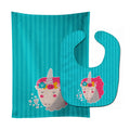 Unicorn Blue Stripes Baby Bib & Burp Cloth Easy-Clean Baby Bib Baby Feeding Accessory Baby Mealtime Essential