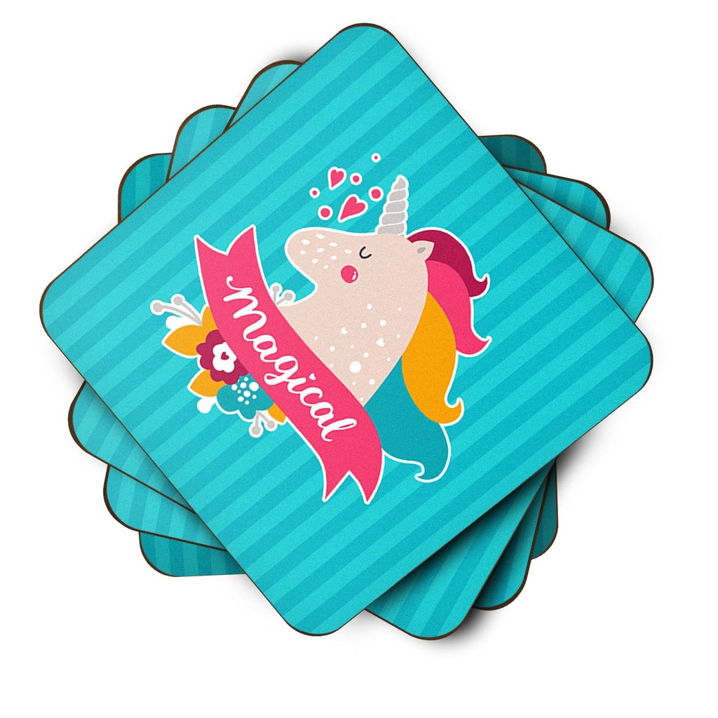 Unicorn Magical Foam Coasters Set of 4 Cup Coasters for Indoor Outdoor, Tabletop Protection, Anti Slip, Mouse pad Material