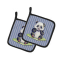 Panda Bear Pot Holder Set of 2 Heat Resistant Quilted Hot Pads 7.5 x 7.5 Inch, Insulated Kitchen Trivets for Cooking & Baking