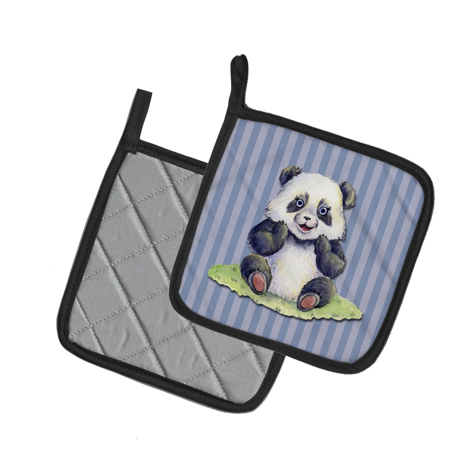 Panda Bear Pot Holder Set of 2 Heat Resistant Quilted Hot Pads 7.5 x 7.5 Inch, Insulated Kitchen Trivets for Cooking & Baking