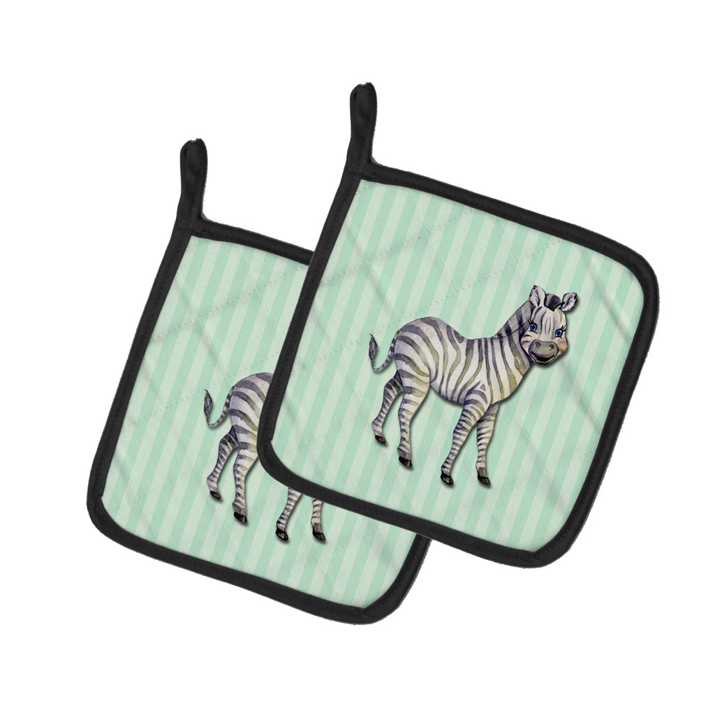 Zebra Pot Holder Set of 2 Heat Resistant Quilted Hot Pads 7.5 x 7.5 Inch, Insulated Kitchen Trivets for Cooking & Baking