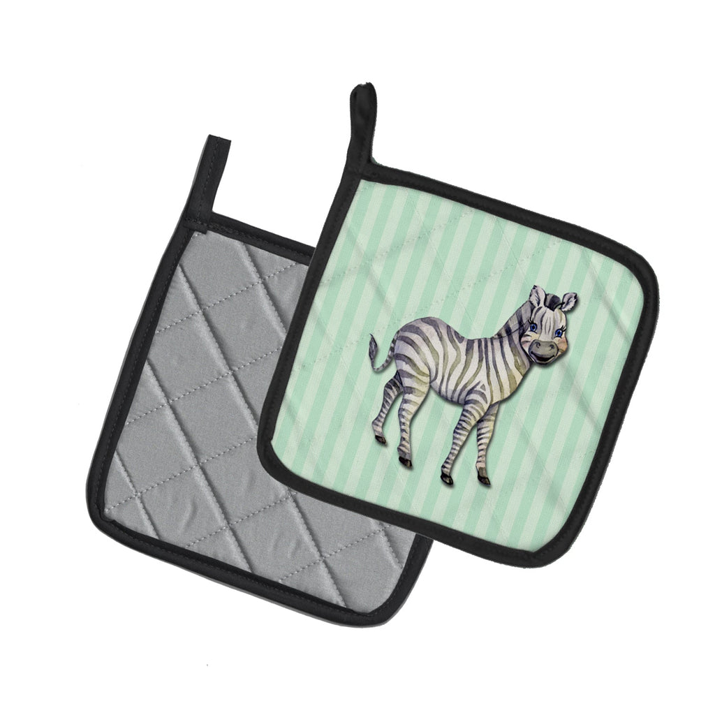 Zebra Pot Holder Set of 2 Heat Resistant Quilted Hot Pads 7.5 x 7.5 Inch, Insulated Kitchen Trivets for Cooking & Baking