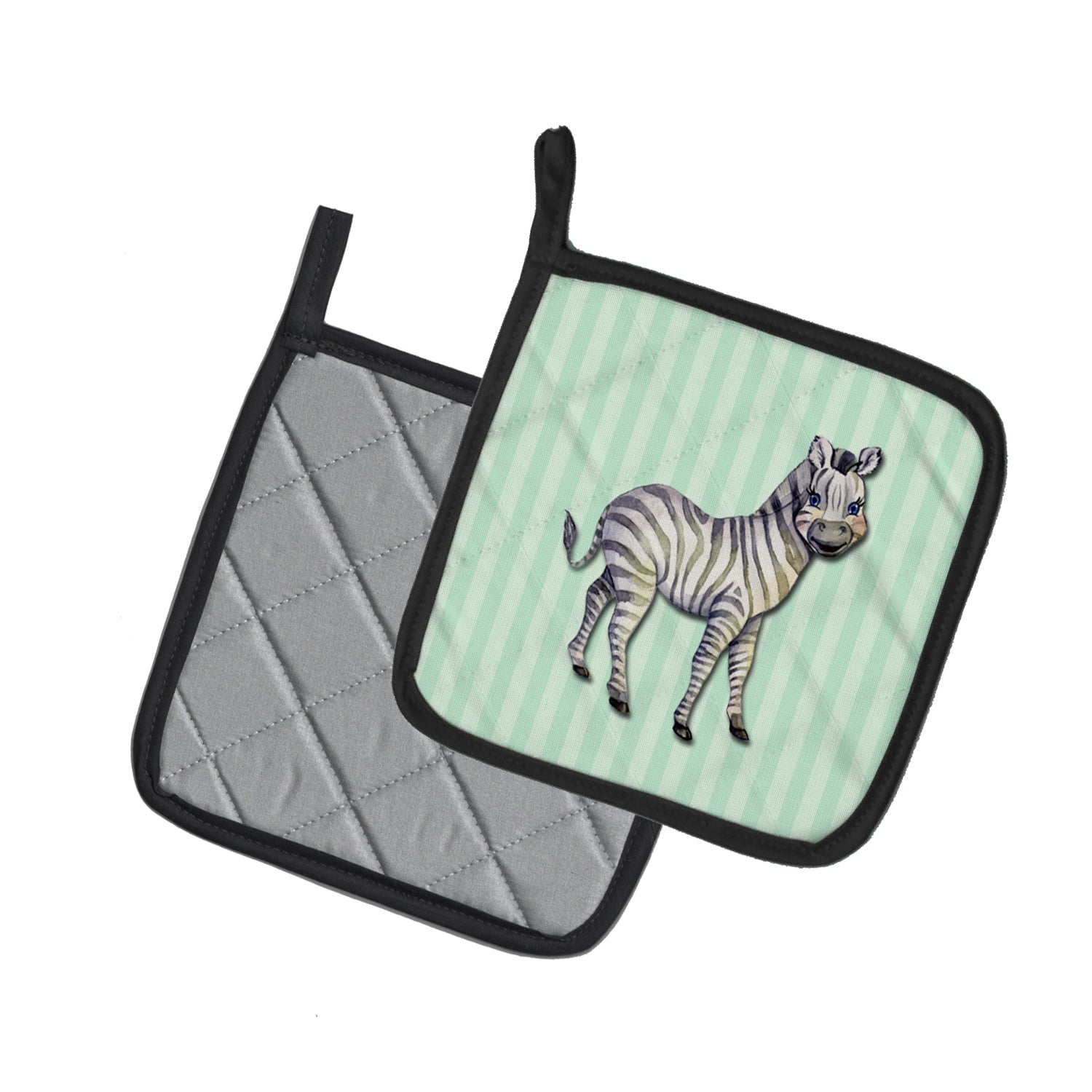 Zebra Pot Holder Set of 2 Heat Resistant Quilted Hot Pads 7.5 x 7.5 Inch, Insulated Kitchen Trivets for Cooking & Baking