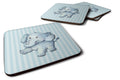 Elephant Foam Coasters Set of 4 Cup Coasters for Indoor Outdoor, Tabletop Protection, Anti Slip, Mouse pad Material